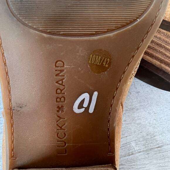 Lucky Brand Shoes Womens Size 10M Tan Mahzan Slip On Leather Suede Loafers - Picture 12 of 16